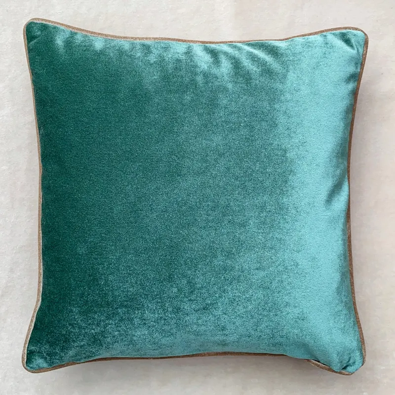 Pernă decorativă Azury Velvet Pillow With İnsert, Sea green - Gri deschis, 43x43 cm - Verde - Gri