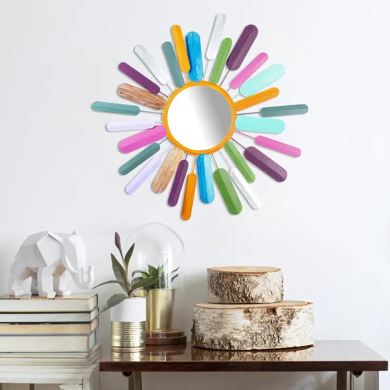 Decorațiune de perete din metal Mirror Sun, Multicolor, 75x75x0 cm - Multicolor