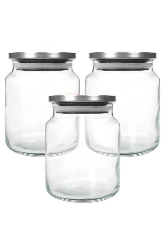 Set de borcane 3 bucăți MTLPKY290S3, Argintiu, 7x10x7 cm - Argintiu