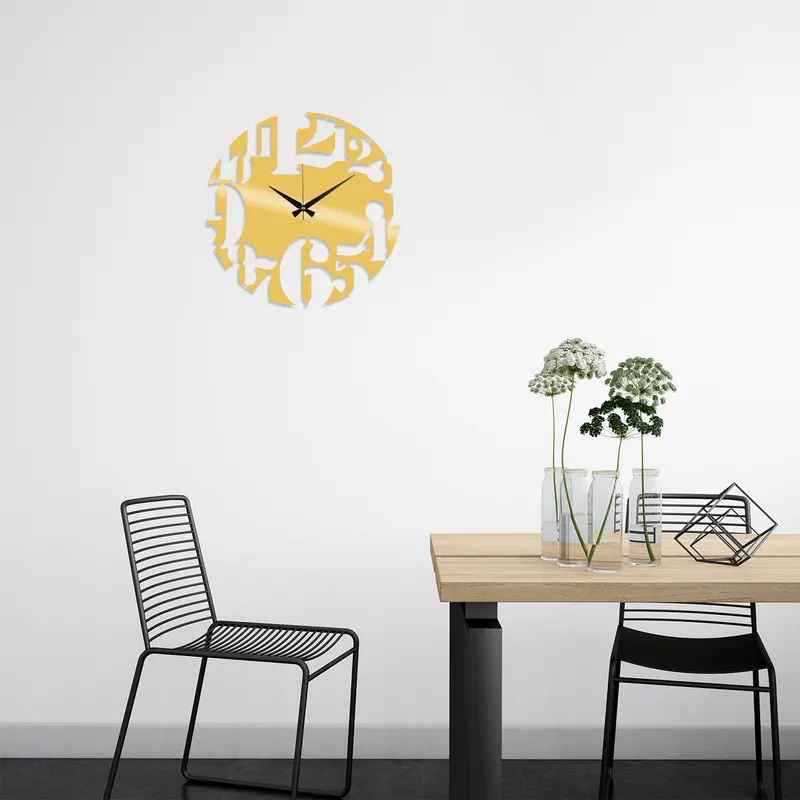Ceas de perete Metal Wall Clock 1, Auriu, 48x48x0 cm - Auriu