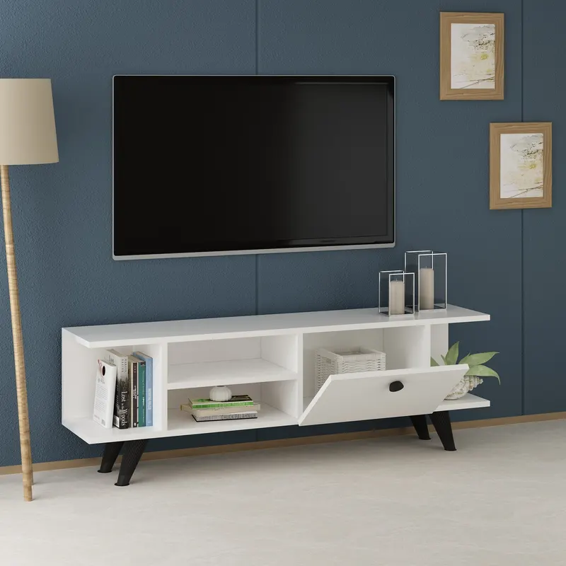 Comodă TV İdil, Alb, 120x30x45 cm - Alb