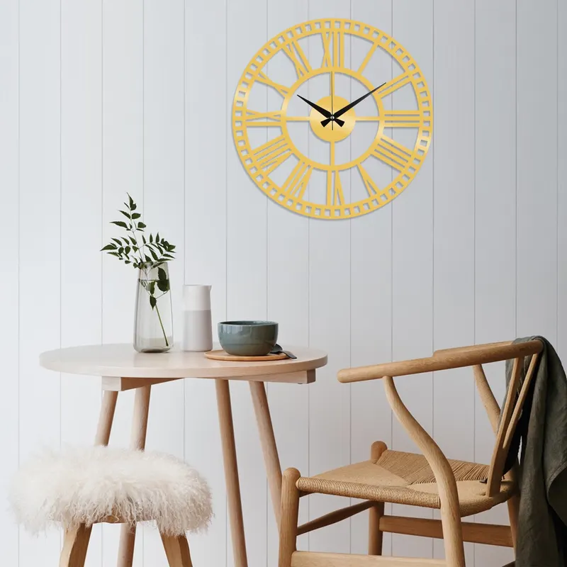 Ceas de perete Metal Wall Clock 10, Auriu, 48x48x0 cm - Auriu
