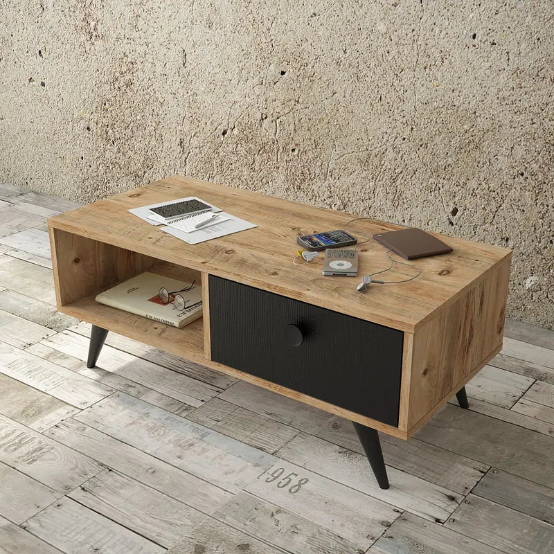 Măsuță de cafea Vl7-232, Alb, 96x45x39 cm - Alb