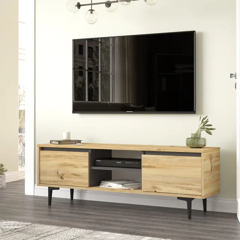 Comodă TV Ar1-Ka, Felt - Antracit, 140x36x48 cm - Antracit