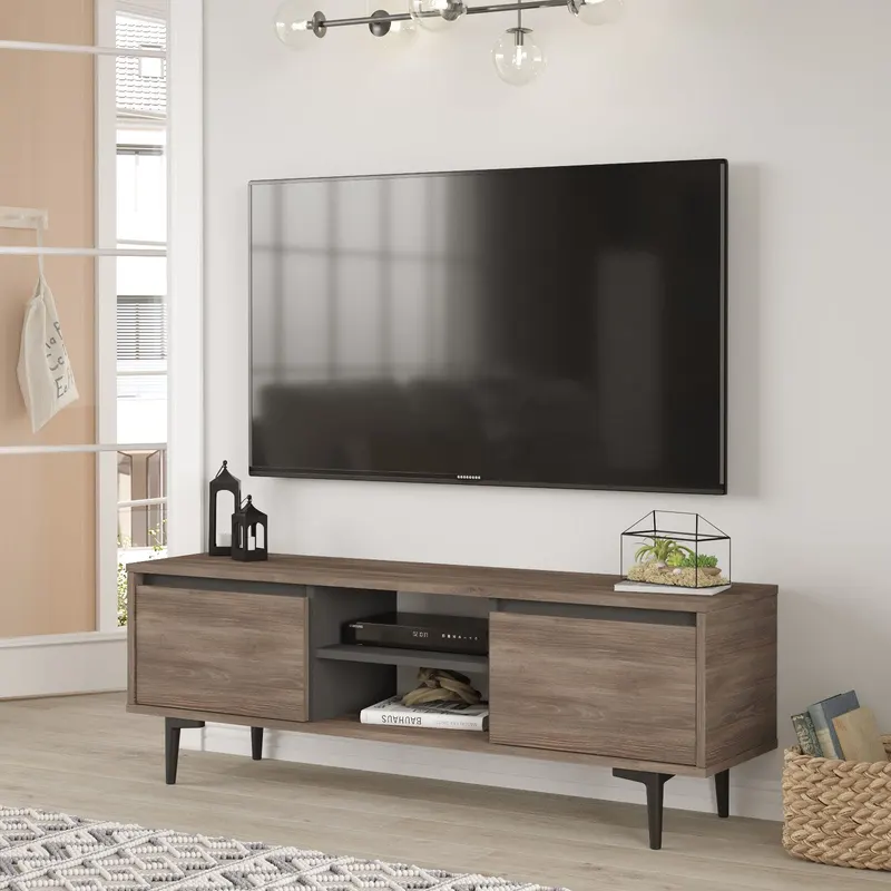 Comodă TV Ar1-Ca, Maro - Antracit, 140x36x48 cm - Maro - Antracit
