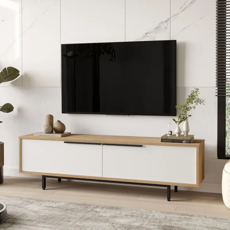 Comodă TV ON1-SW, Stejar - Alb, 160x36x45 cm - Stejar - Alb