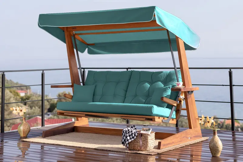 Balansoar de grădină Sia 2200, Natur - Dark green, 175x70x190 cm - Natural - Verde