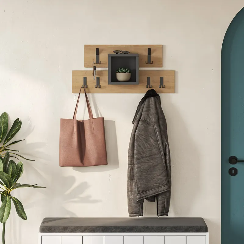 Cuier Lumina, Diverse culori, 68x15x32 cm - Antracit - Stejar