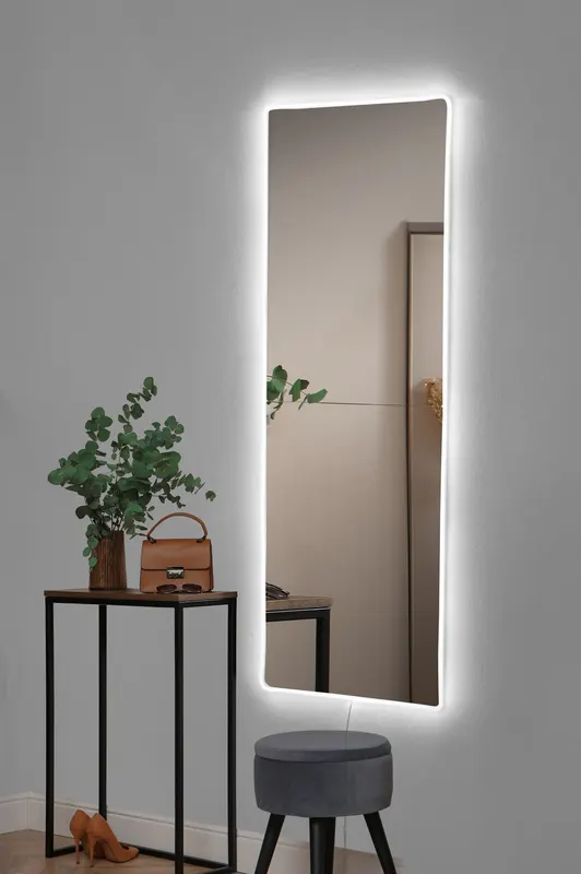 Oglindă decorativă cu LED Dreptunghiulară, Diverse culori, 40x120 cm - Alb