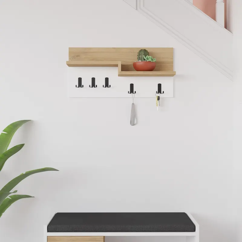 Cuier Harmon, Diverse culori, 65x15x31 cm - Stejar - Alb