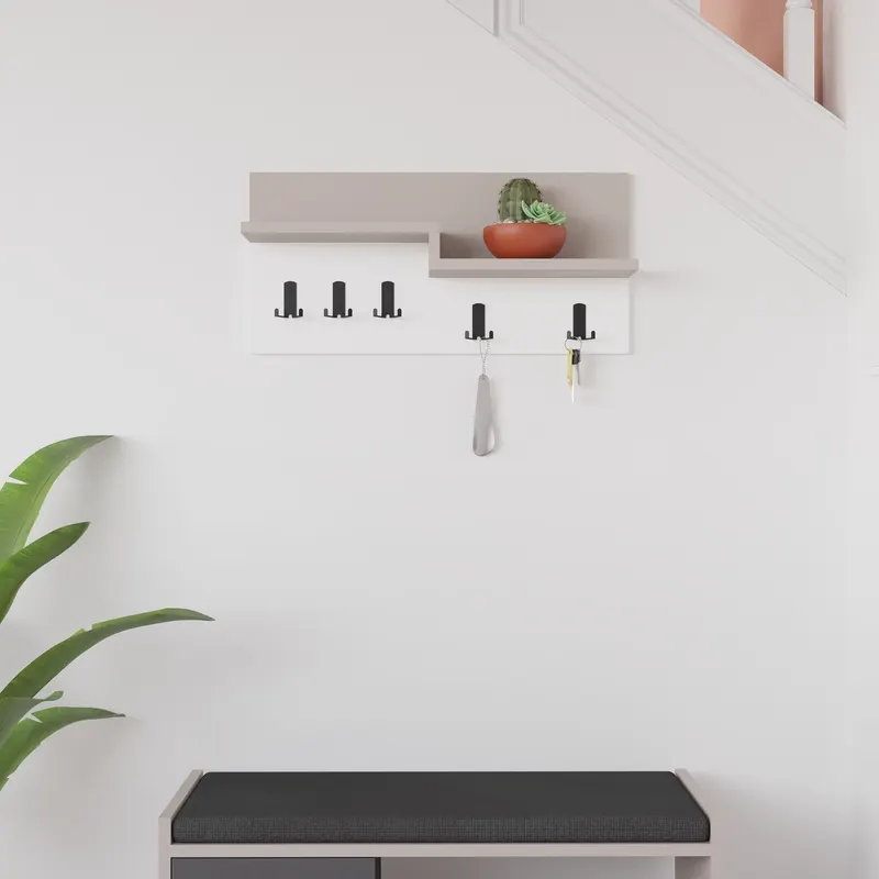Cuier Harmon, Diverse culori, 65x15x31 cm - Moca deschis - Alb
