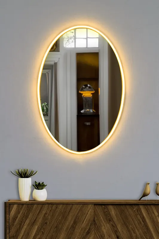 Oglindă decorativă cu LED Belrosa, Diverse culori, 40x60 cm - Galben