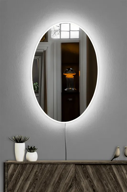 Oglindă decorativă cu LED Belrosa, Diverse culori, 40x60 cm - Alb