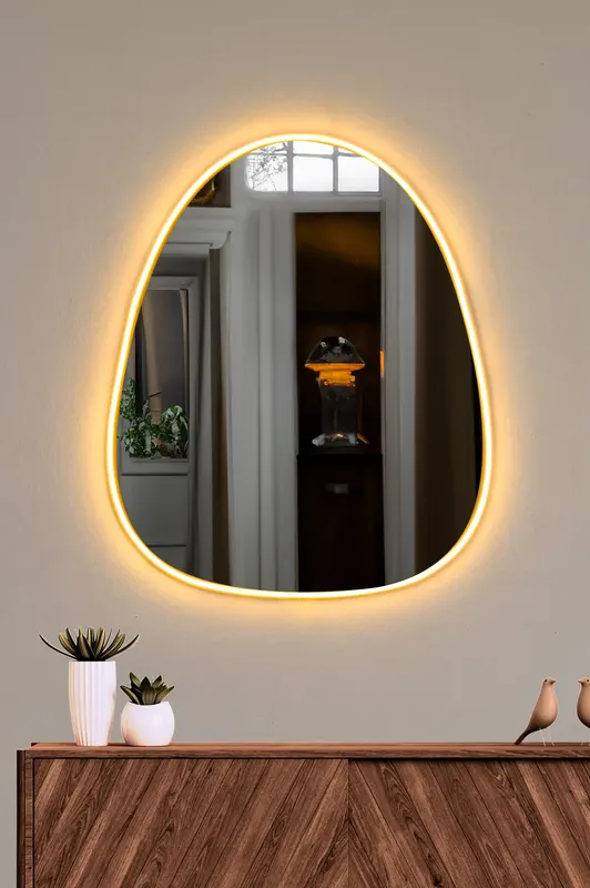 Oglindă decorativă cu LED Quippy, Diverse culori, 50x60 cm - Galben