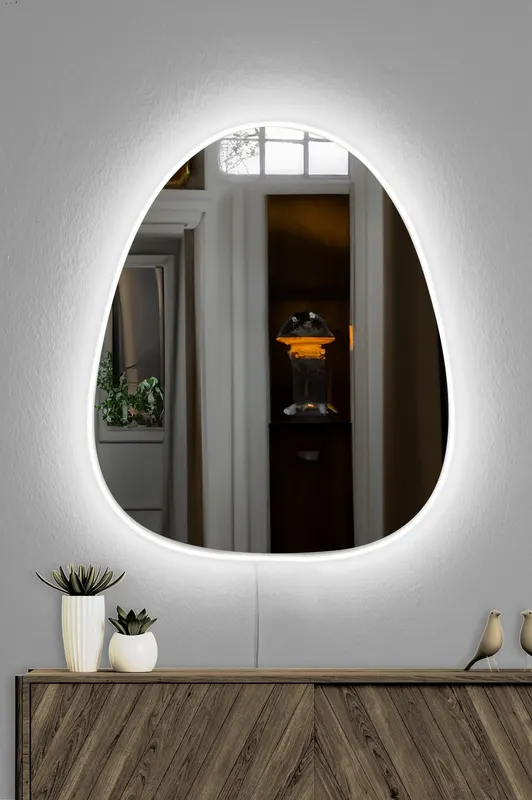 Oglindă decorativă cu LED Quippy, Diverse culori, 50x60 cm - Alb