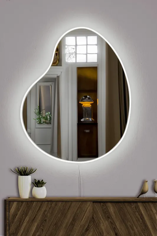 Oglindă decorativă cu LED Glenia, Diverse culori, 50x60 cm - Alb