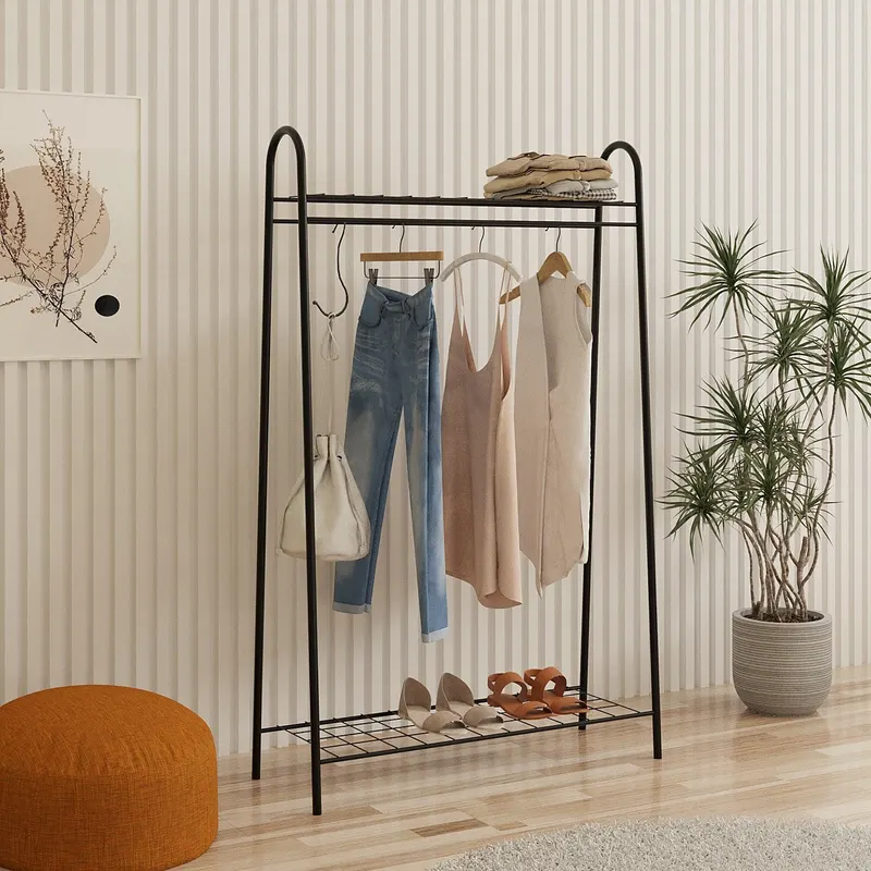 Cuier Riley, Negru, Ø19x89 cm - Negru