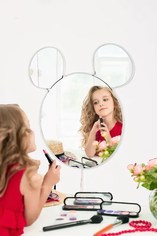 Oglindă decorativă cu LED Mickey Silver, Alb, 53x50 cm - Argintiu - Alb