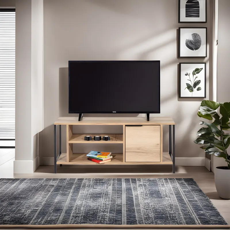 Comodă TV Bond, Diverse culori, 120x35x48 cm - Felt - Negru