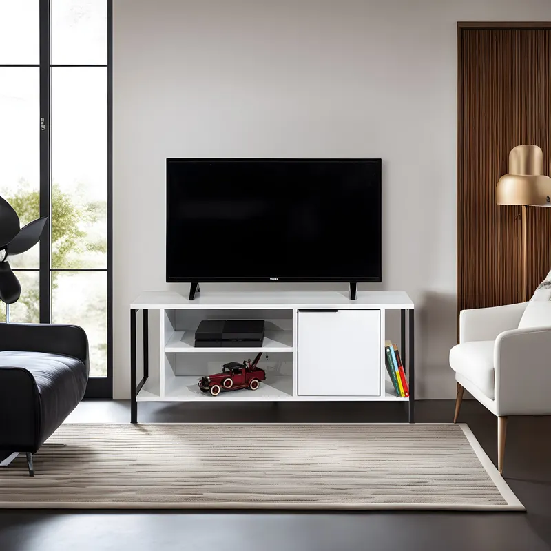 Comodă TV Bond, Diverse culori, 120x35x48 cm - Alb - Negru
