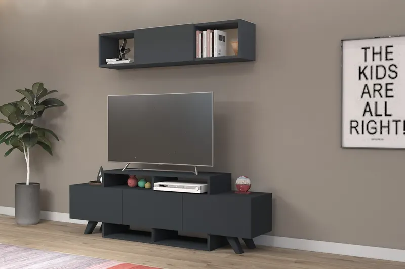 Comodă TV Alwin Unit, Diverse culori, 150x32x49 cm - Antracit