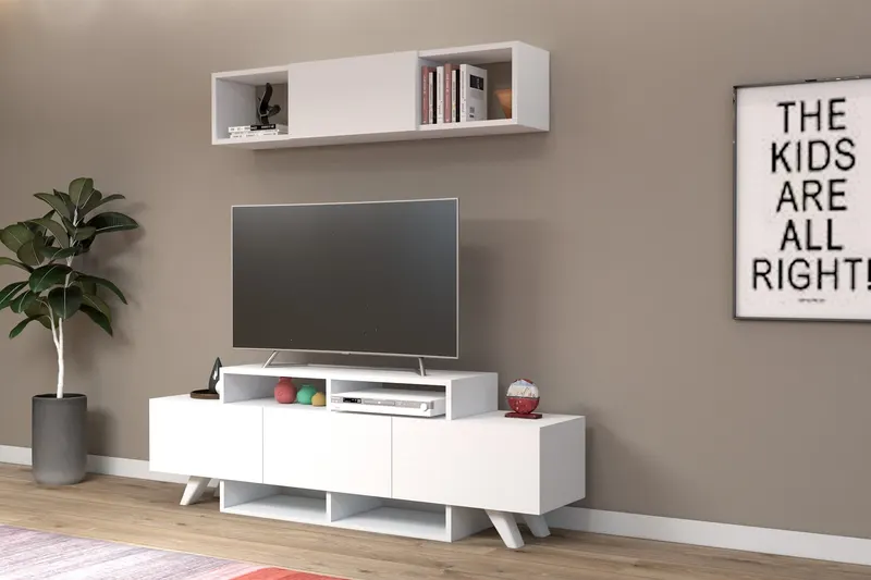 Comodă TV Alwin Unit, Diverse culori, 150x32x49 cm - Alb