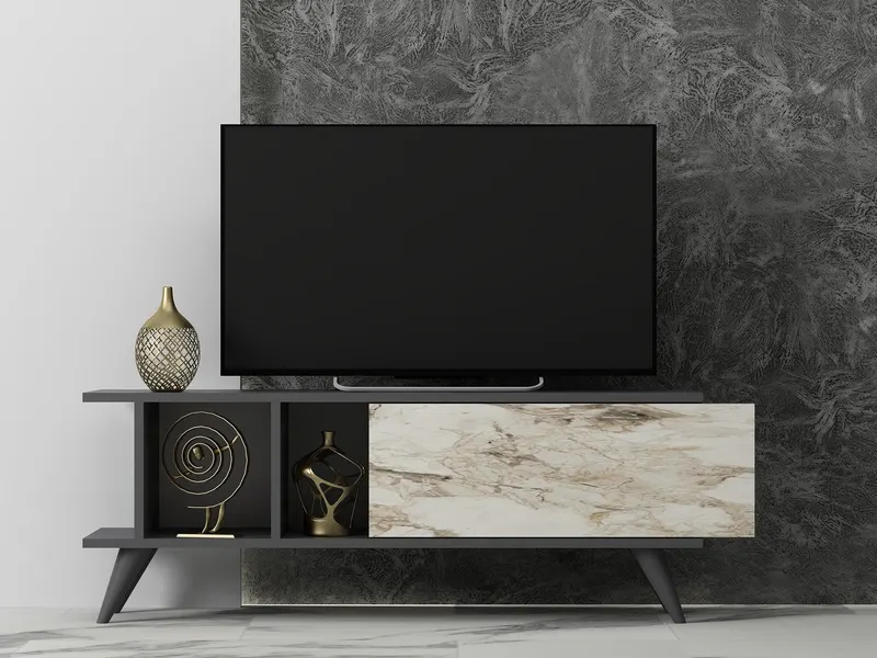 Comodă TV Liberty, Diverse culori, 120x30x45 cm - Antracit - Marble