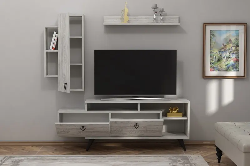 Comodă TV Clara, Diverse culori, 175x35x59 cm - Gri