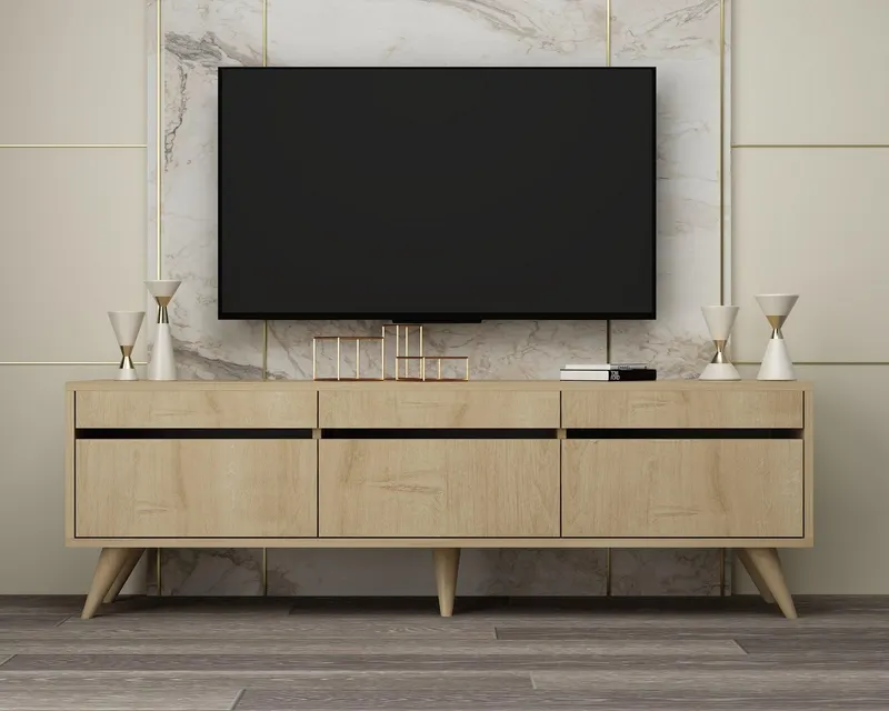 Comodă TV River, Diverse culori, 150x30x48 cm - Stejar safir
