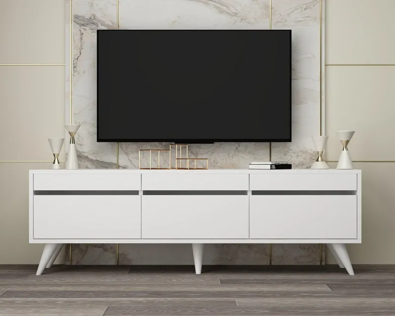 Comodă TV River, Diverse culori, 150x30x48 cm - Alb