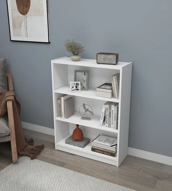 Bibliotecă Holiday, Diverse culori, 80x28x106 cm - Alb