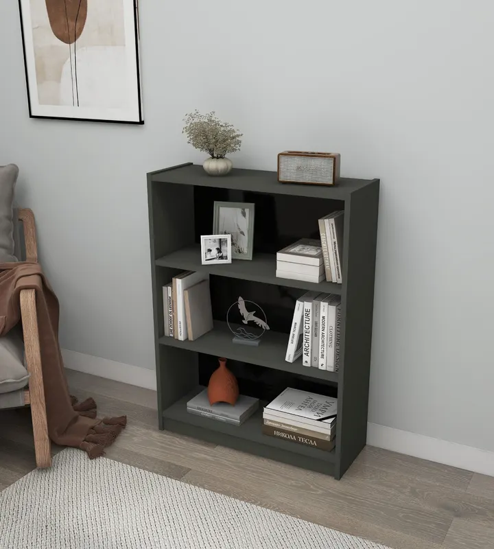 Bibliotecă Holiday, Diverse culori, 80x28x106 cm - Gri închis