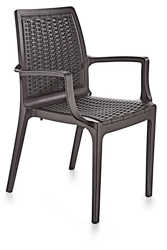 Scaun Exterior Rattan, Diverse culori, 53x57x85 cm - Maro închis