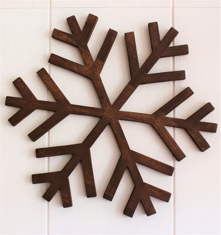 Decorațiune de perete din lemn Snowflake, Diverse culori, 38x2x38 cm - Nuc