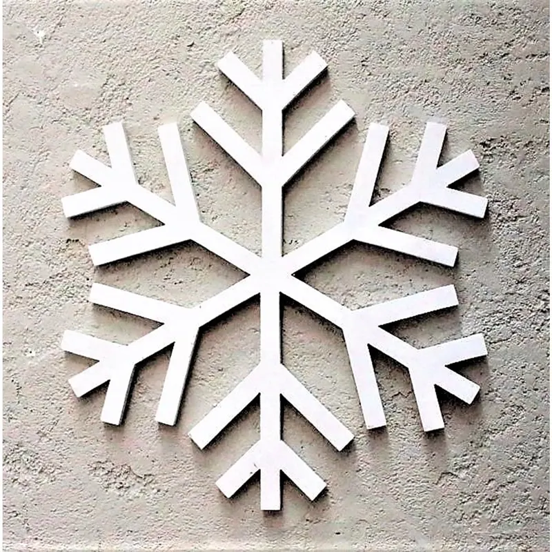Decorațiune de perete din lemn Snowflake, Diverse culori, 38x2x38 cm - Alb