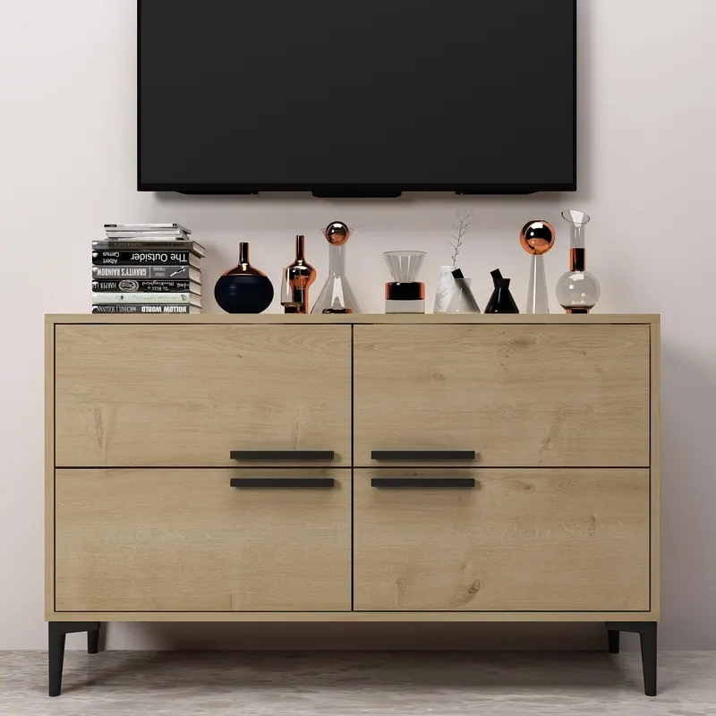 Comodă TV Ctn, Diverse culori, 120x30x75 cm - Stejar safir