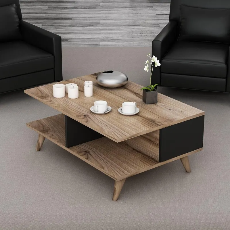 Măsuță de cafea Lyon, Diverse culori, 90x60x39 cm - Negru - Nuc