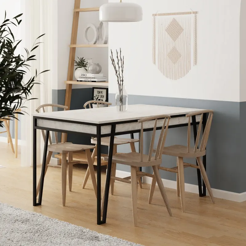 Masă dining extensibilă Pal, Diverse culori, 132x80x76 cm - Alb