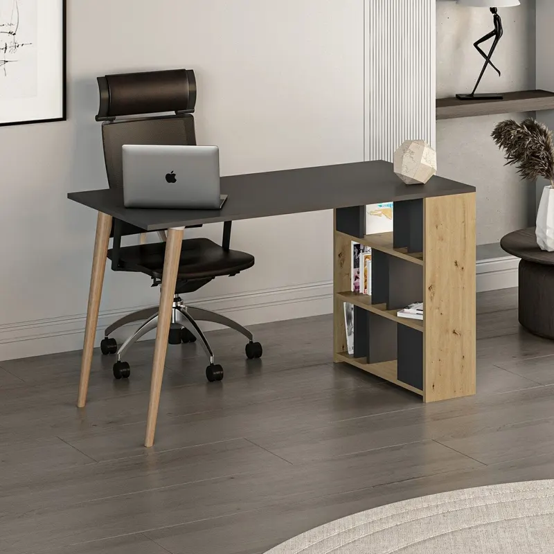 Birou Pina, Diverse culori, 120x60x74 cm - Antracit - Stejar