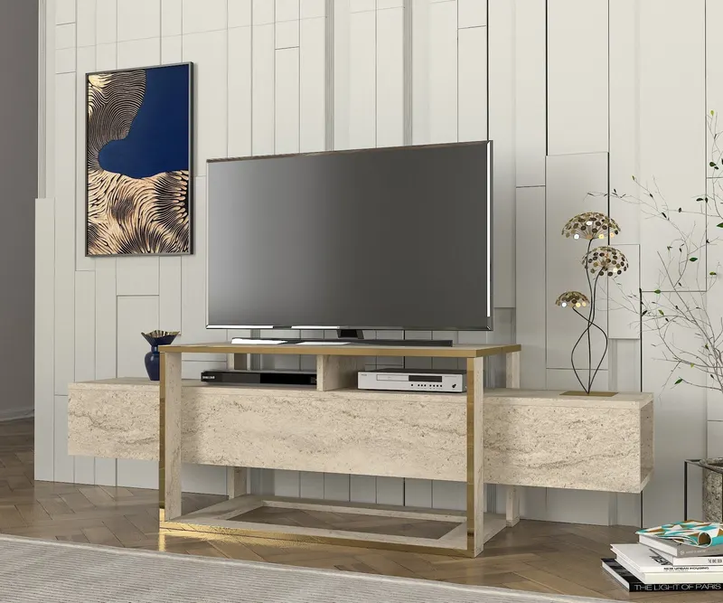 Comodă TV Bianco, Diverse culori, 160x46x50 cm - Travertin