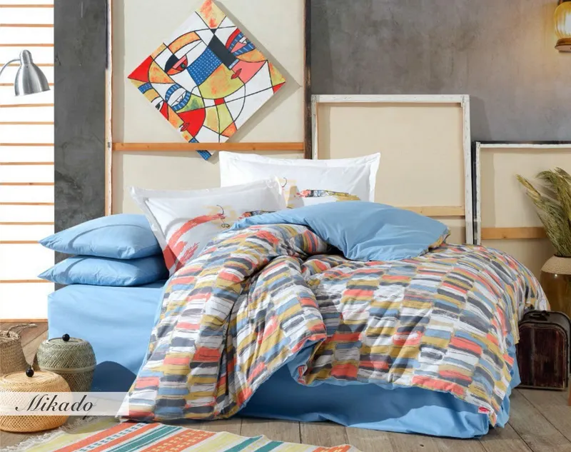 Set lenjerie de pat dublă Mikado, Diverse culori, 240x260 cm - Muștar - Albastru - Alb - Galben - Roșu