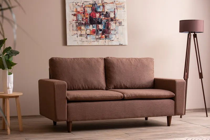 Canapea fixă 2 locuri Lungo, Diverse culori, 150x52x46 cm - Maro deschis