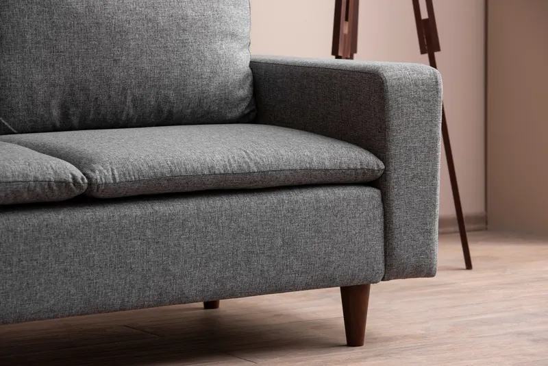 Canapea fixă 2 locuri Lungo, Diverse culori, 150x52x46 cm - Gri deschis