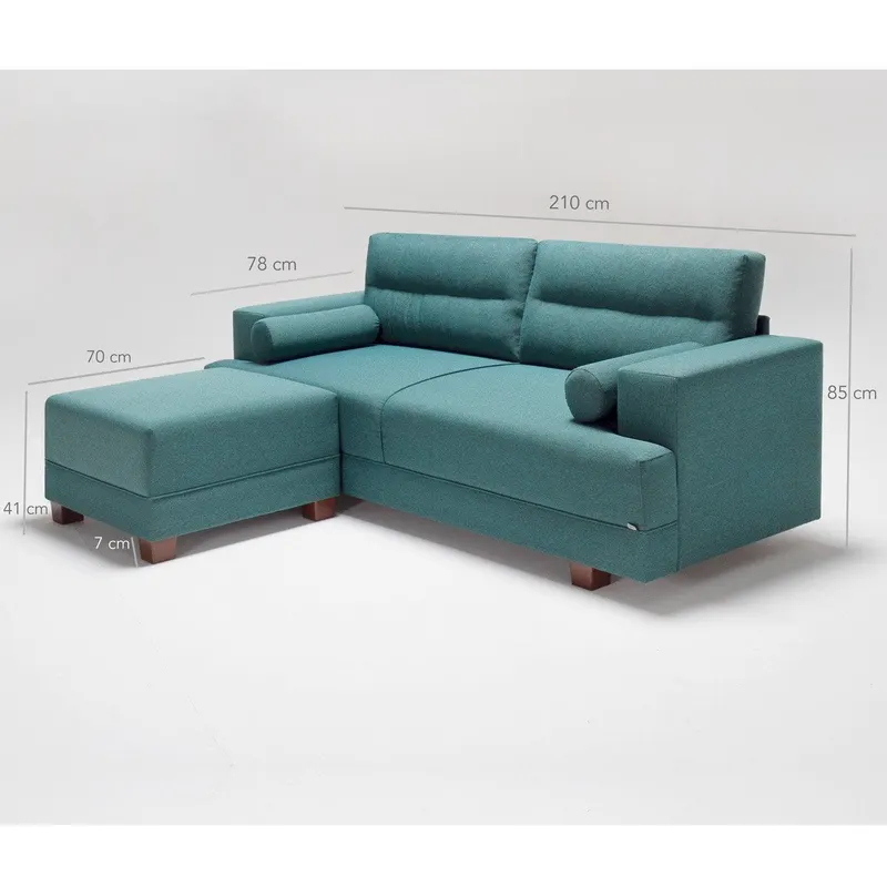 Canapea fixă Oslo, Diverse culori, Diverse configurații, 210x78x85 cm - Turcoaz / 1 bucată