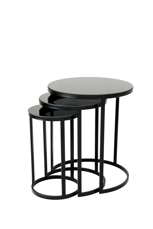 Set 3 măsuțe de cafea Dunya, Diverse culori, Ø28x46 cm - Negru