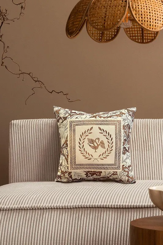 Pernă decorativă Ethnic, Diverse culori, 40x40 cm - Roșu cărămiziu - Alb