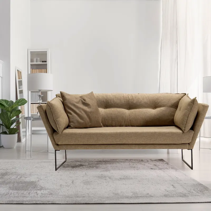 Canapea fixă 2 locuri Relax - Cotton, Diverse culori, 175x88x80 cm - Maro deschis