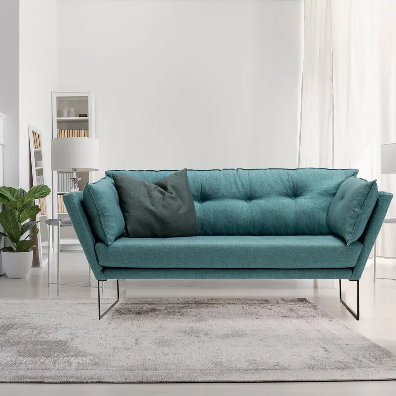 Canapea fixă 2 locuri Relax - Cotton, Diverse culori, 175x88x80 cm - Albastru deschis