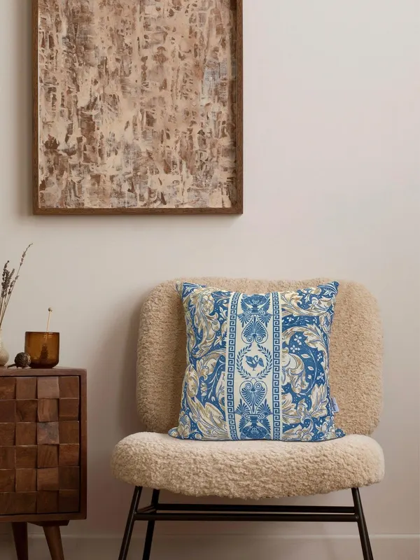Pernă decorativă Ethnic v2, Diverse culori, 40x40 cm - Albastru - Alb