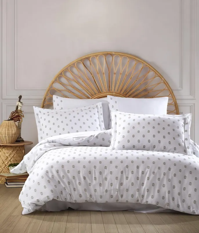 Set lenjerie de pat dublă Oslo, Diverse culori, 240x260 cm - Mink - Alb